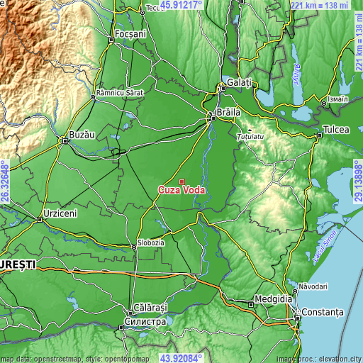 Topographic map of Cuza Vodă