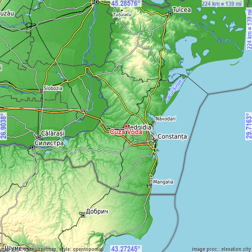 Topographic map of Cuza Vodă