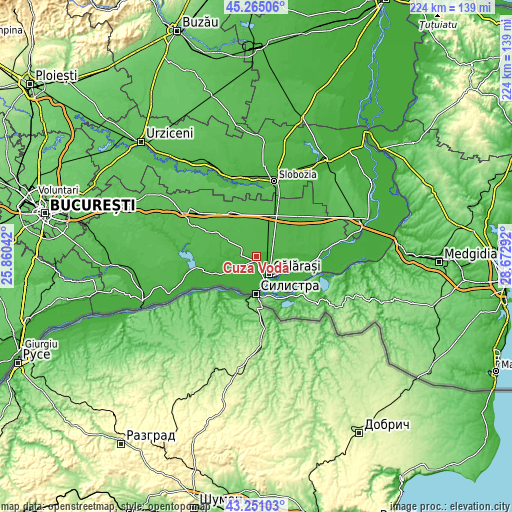 Topographic map of Cuza Vodă