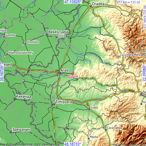 Topographic map of Cuvin