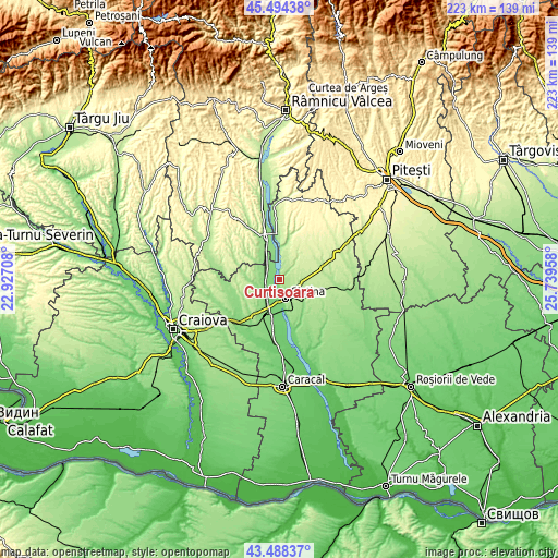 Topographic map of Curtişoara