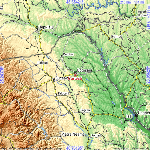 Topographic map of Curteşti