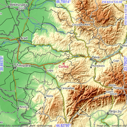 Topographic map of Curtea