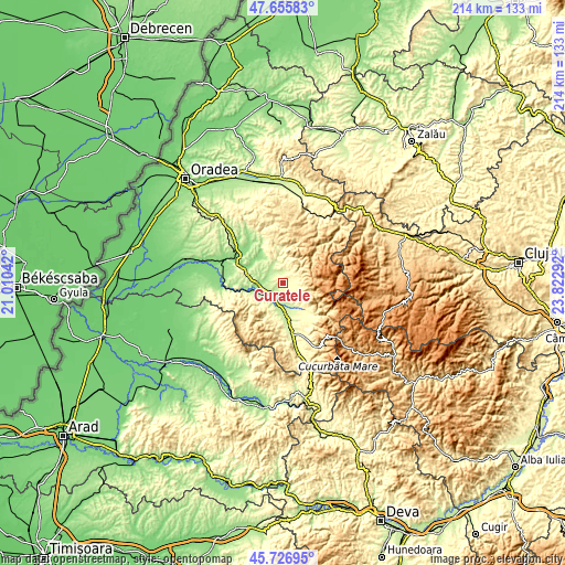 Topographic map of Curăţele