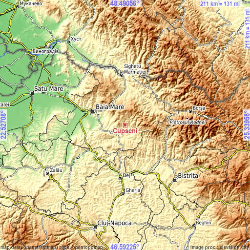 Topographic map of Cupşeni