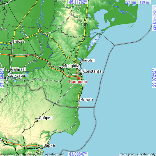 Topographic map of Cumpăna