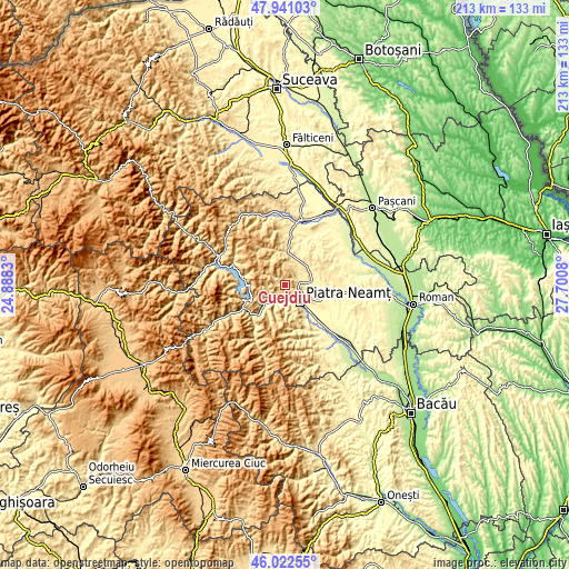 Topographic map of Cuejdiu