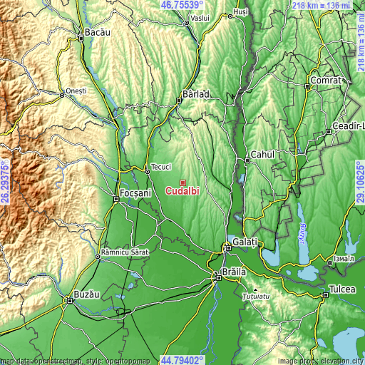 Topographic map of Cudalbi