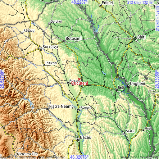 Topographic map of Cucuteni
