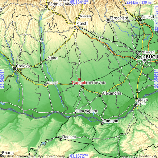 Topographic map of Cucueți