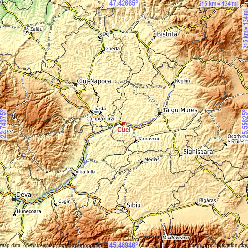 Topographic map of Cuci