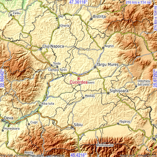 Topographic map of Cucerdea