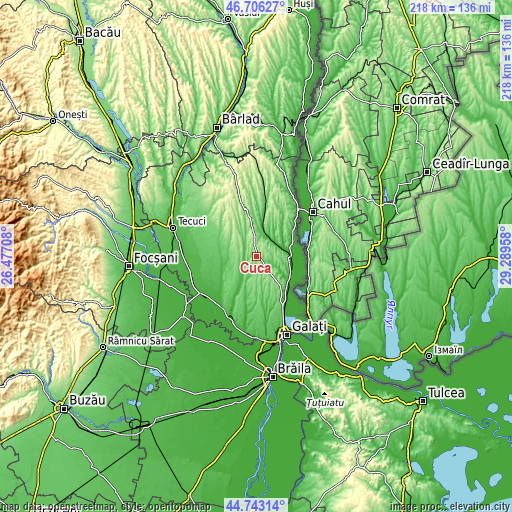 Topographic map of Cuca