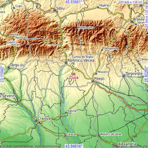 Topographic map of Cuca