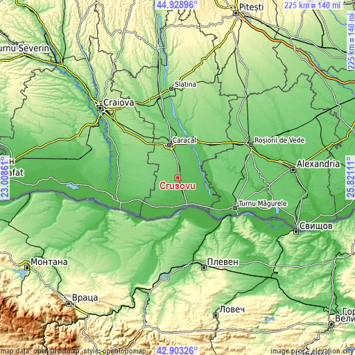 Topographic map of Crușovu