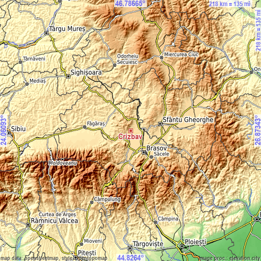 Topographic map of Crizbav