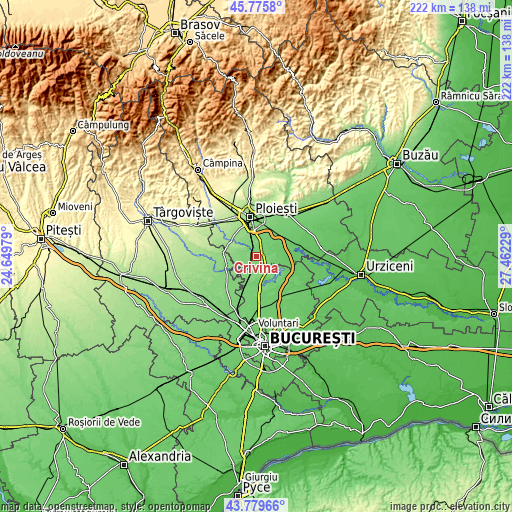 Topographic map of Crivina