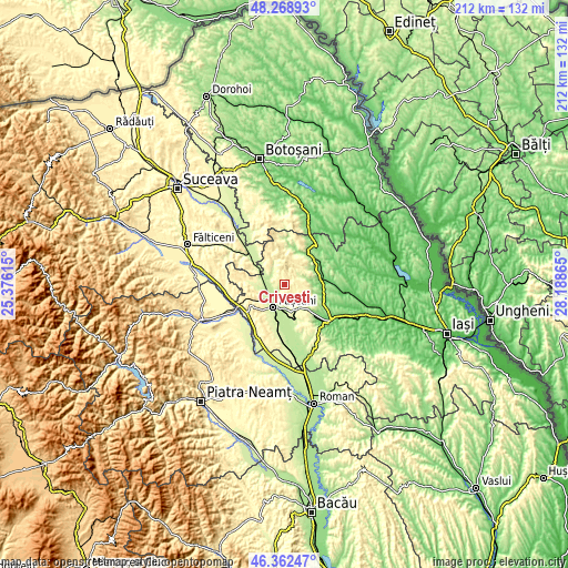 Topographic map of Crivești