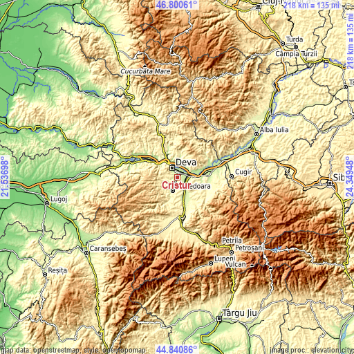 Topographic map of Cristur