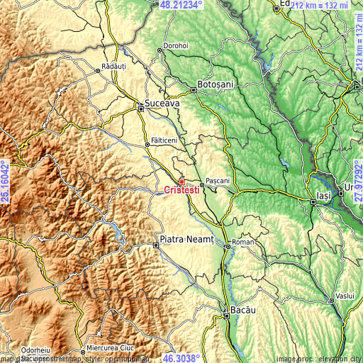 Topographic map of Cristeşti