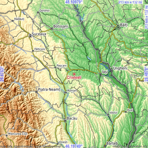 Topographic map of Cristești