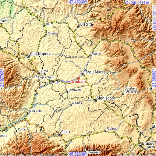 Topographic map of Cristeşti