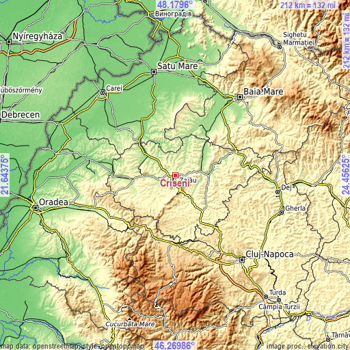 Topographic map of Crişeni