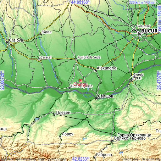 Topographic map of Crângu