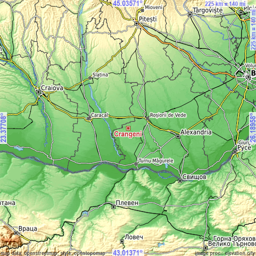 Topographic map of Crângeni