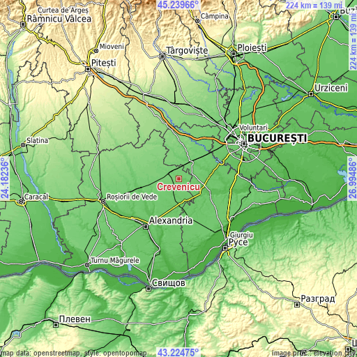 Topographic map of Crevenicu