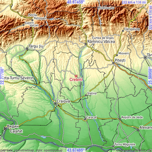 Topographic map of Creţeni