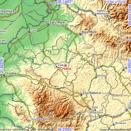 Topographic map of Creaca