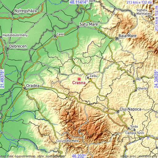 Topographic map of Crasna