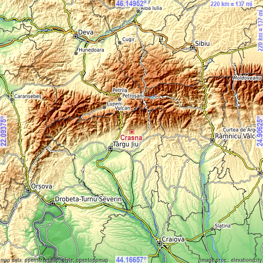 Topographic map of Crasna