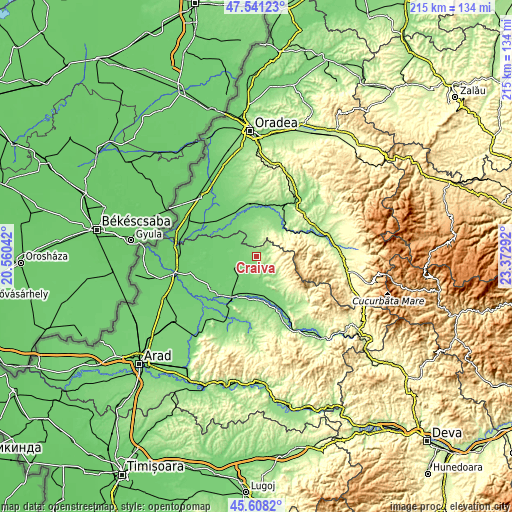 Topographic map of Craiva