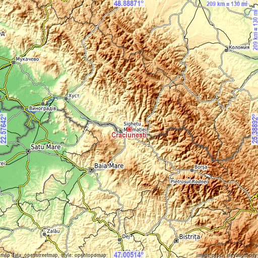 Topographic map of Crăciunești