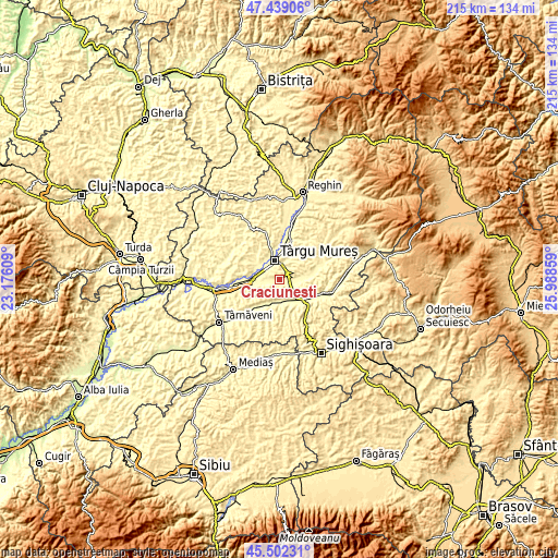 Topographic map of Crăciuneşti