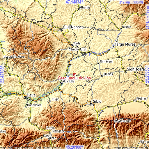 Topographic map of Crăciunelu de Jos