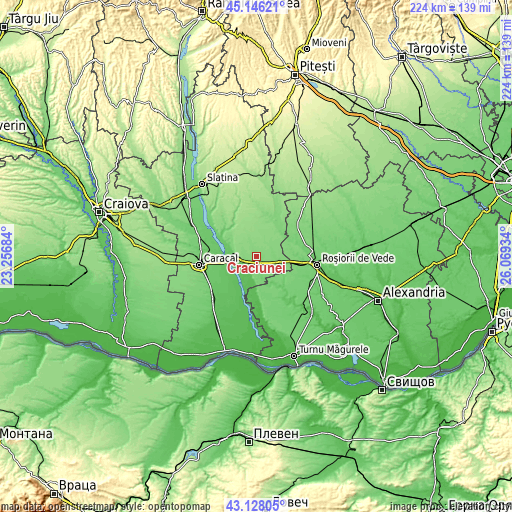 Topographic map of Crăciunei