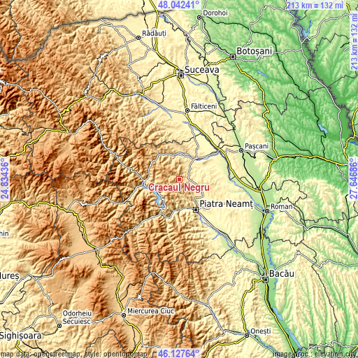 Topographic map of Cracăul Negru