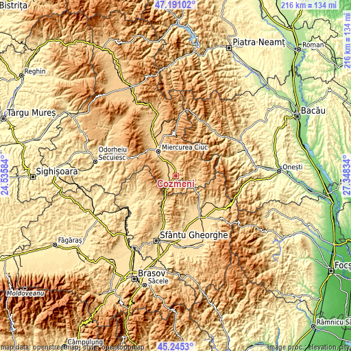 Topographic map of Cozmeni