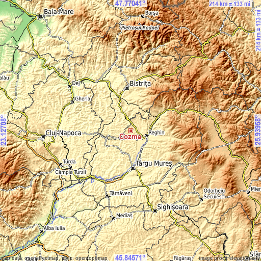 Topographic map of Cozma