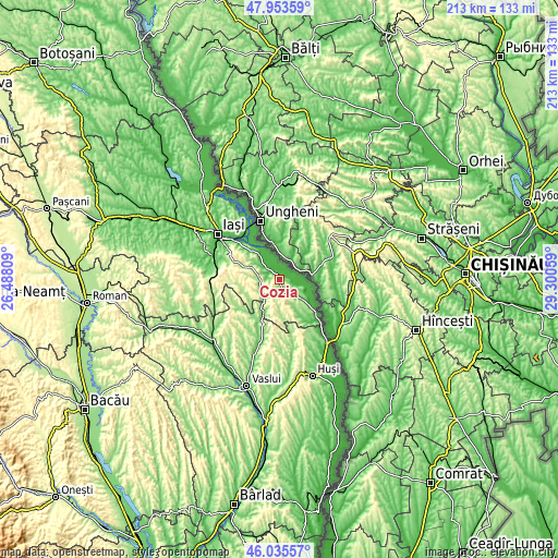 Topographic map of Cozia