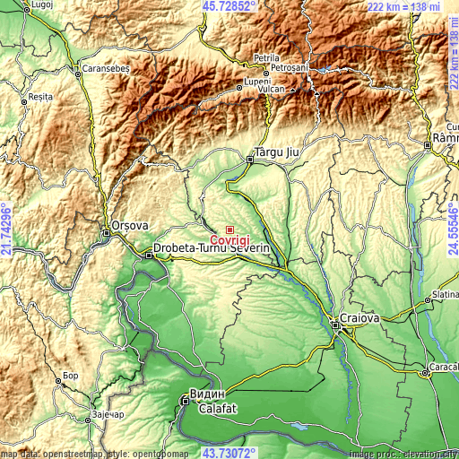 Topographic map of Covrigi