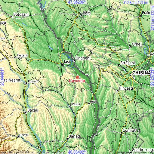 Topographic map of Covasna