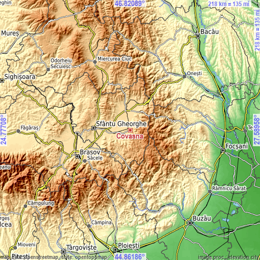 Topographic map of Covasna