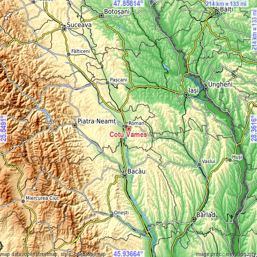 Topographic map of Cotu Vameș