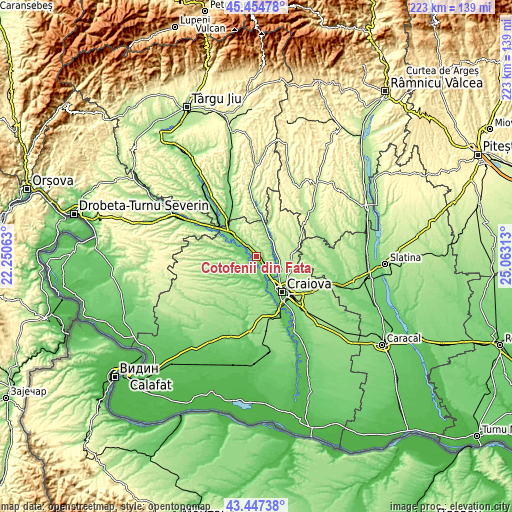 Topographic map of Coțofenii din Față