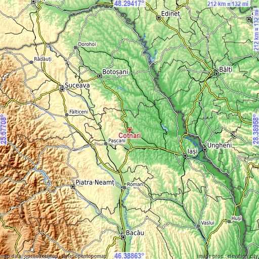 Topographic map of Cotnari