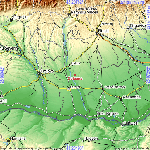 Topographic map of Coteana